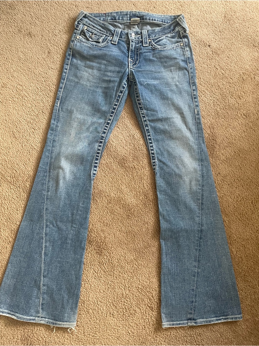 True Religion Women's Light Blue Flare Jeans